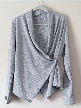 Cory Vines Heather Gray Knit Wrapped Button Cardigan